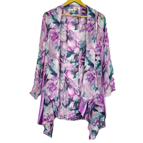Soft Surroundings Purple Floral Cardigan - Picture 1 of 5